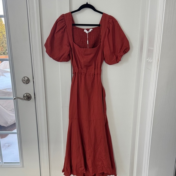 Tuckernuck ASTR THE LABEL Angeles Cutout Linen Blend Midi Dress Size L - Picture 2 of 14